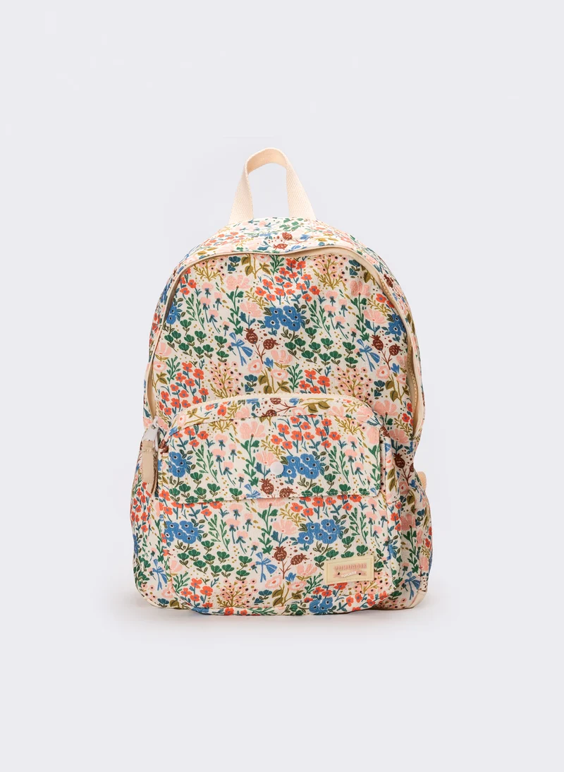 Zaino donna stampa fiori in nylon - Blu