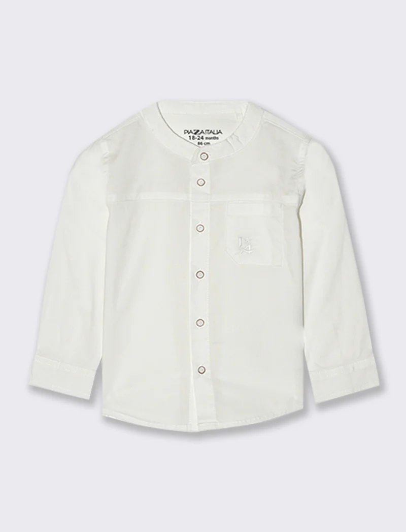 Camicia con taglio e tasca - Bianco latte