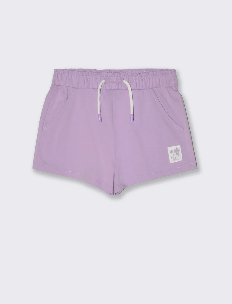 Shorts in cotone con elastico da bambina - Lilla