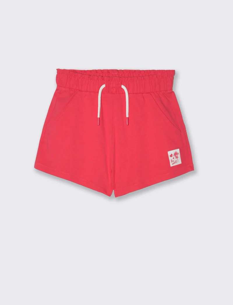 Shorts in cotone con elastico da bambina - Fuxia