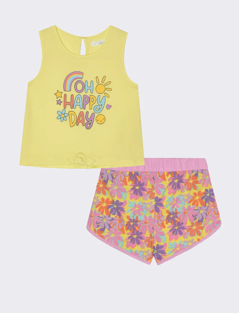 Completo canotta e shorts da neonata - Giallo limone