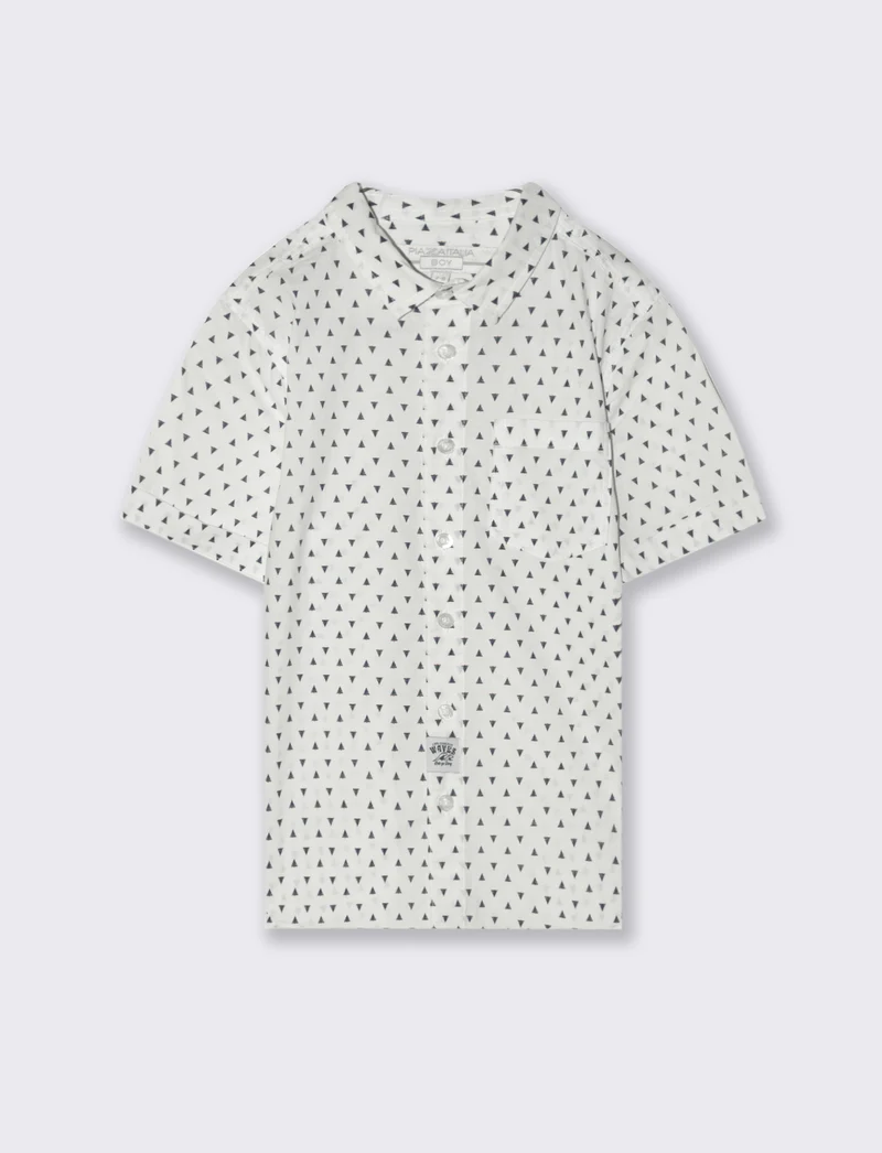 Camicia micro stampa da bambino - Bianco