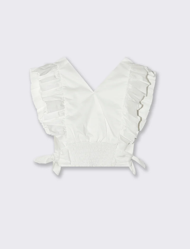Camicia in cotone da bambina - Bianco sporco