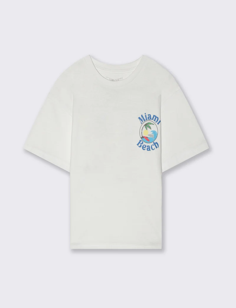 T-shirt giro collo da bambino - Bianco