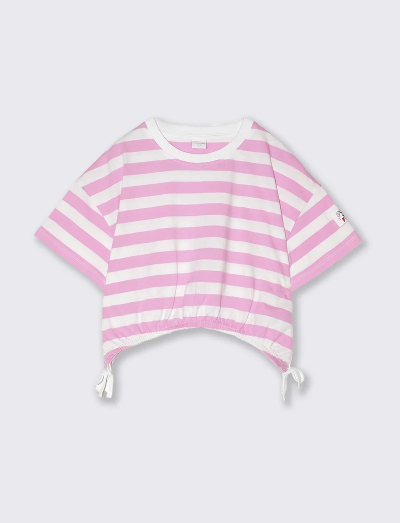 T-shirt a righe da bambina - Rosa