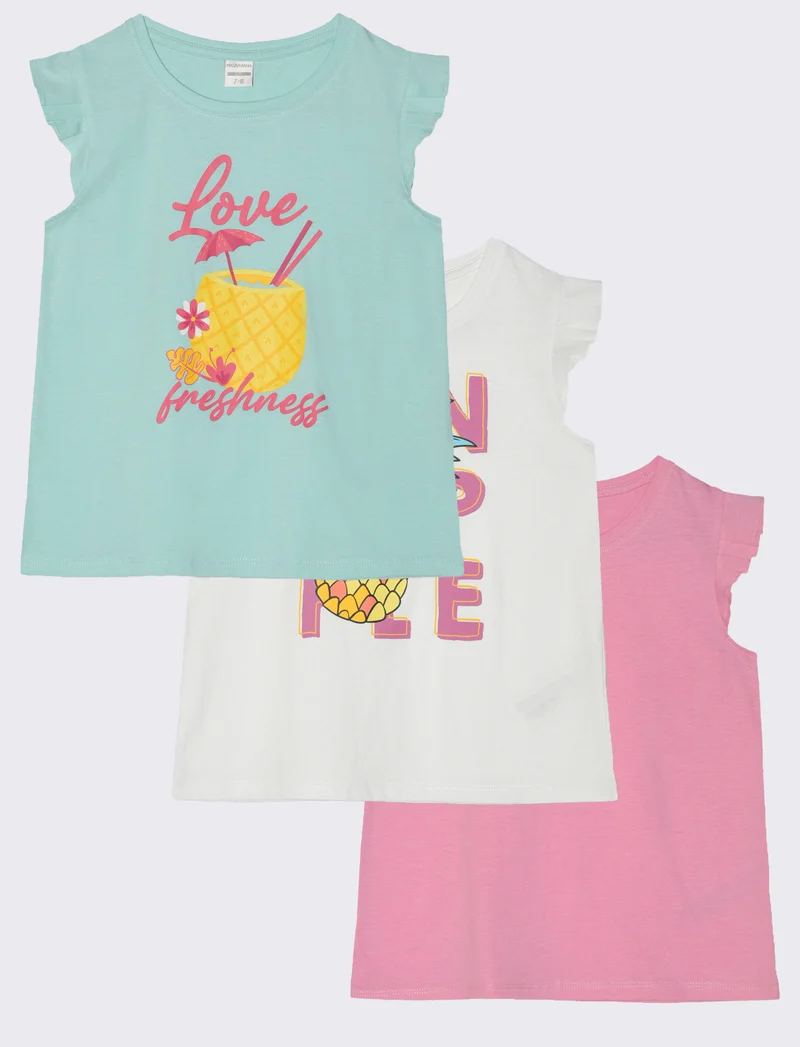 T-shirt 3 pack da bambina - Rosa