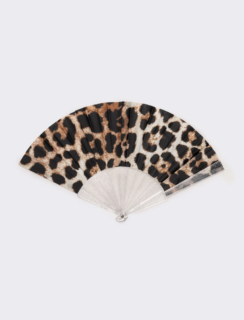 Ventaglio donna bianco -leopardato-fiori - Leopardato