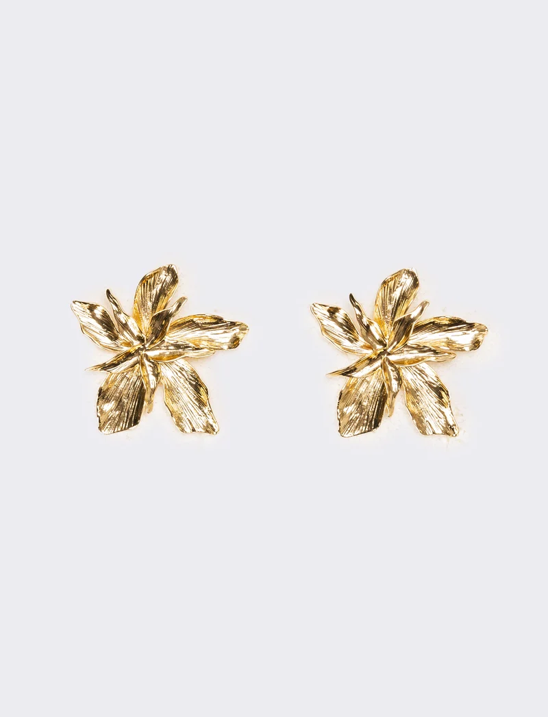 Orecchini donna fiore con striatura - Oro