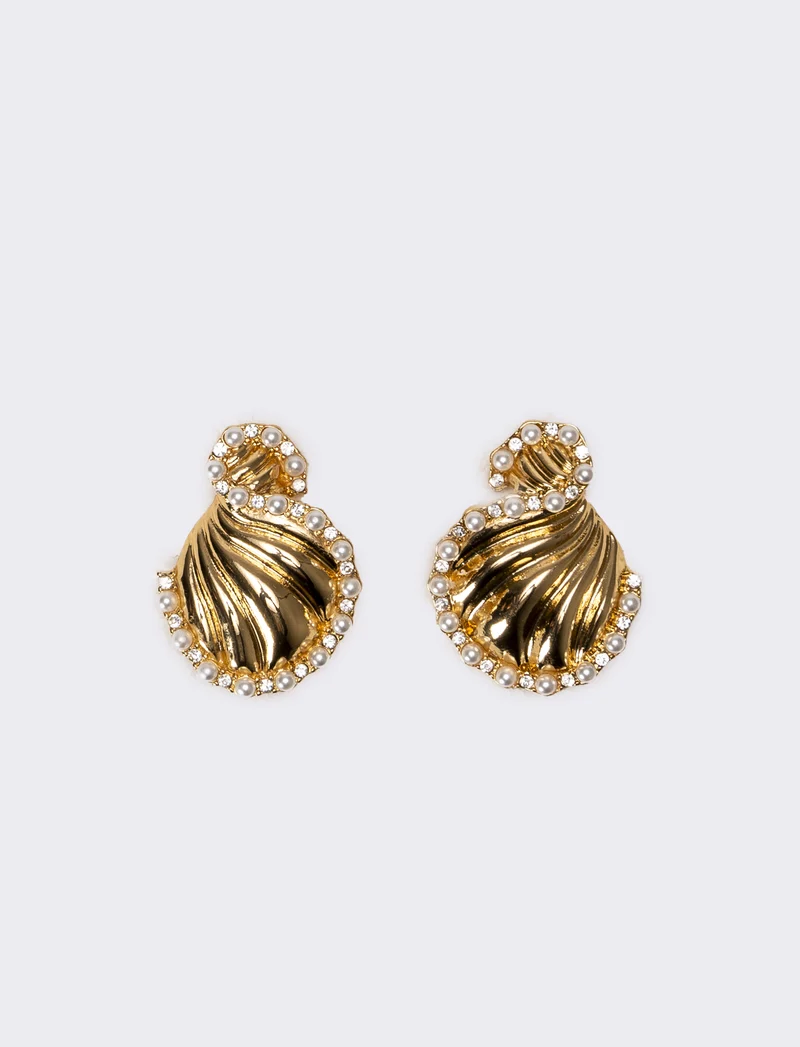 Orecchini donna drappeggio e perle - Oro