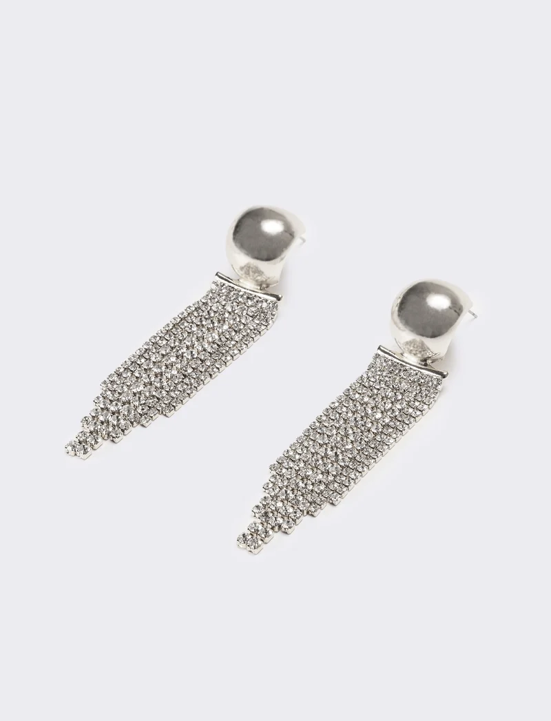 Orecchini donna cascata strass - Argento