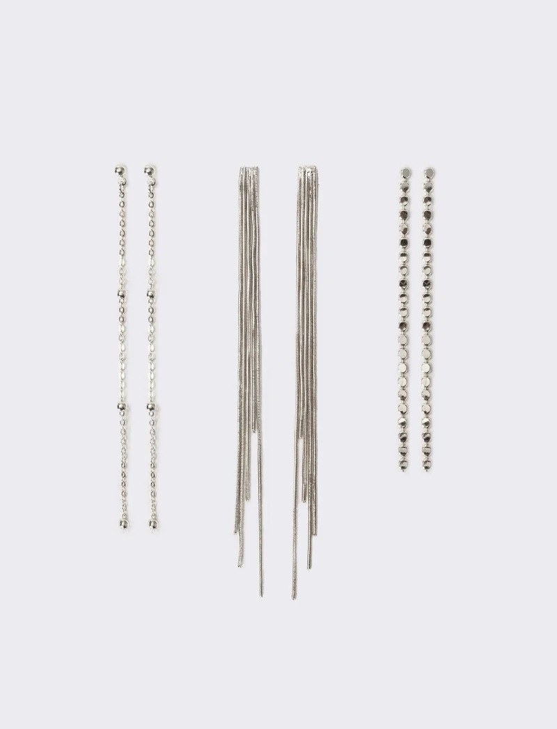 Orecchini donna card 3 paia lunghi - Argento