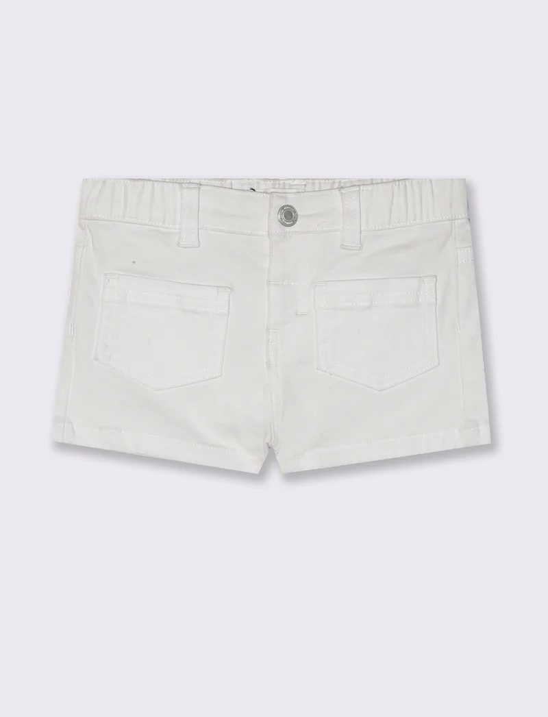Short con tasche da neonata - Bianco