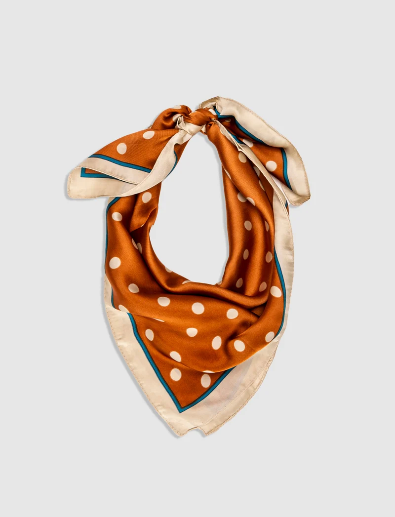 Foulard donna stampe pois 70x70 - Arancio