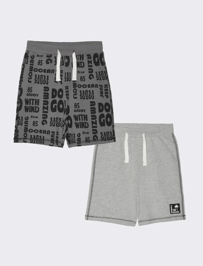 Bermuda 2 pack in felpa da bambino - Grigio