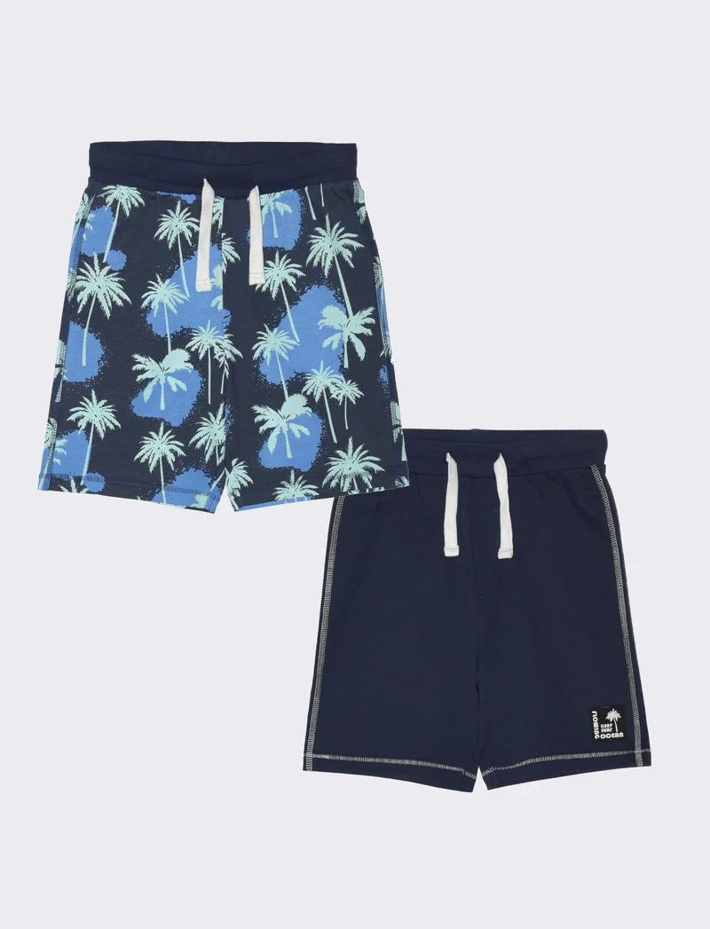 Bermuda 2 pack in felpa da bambino - Blu