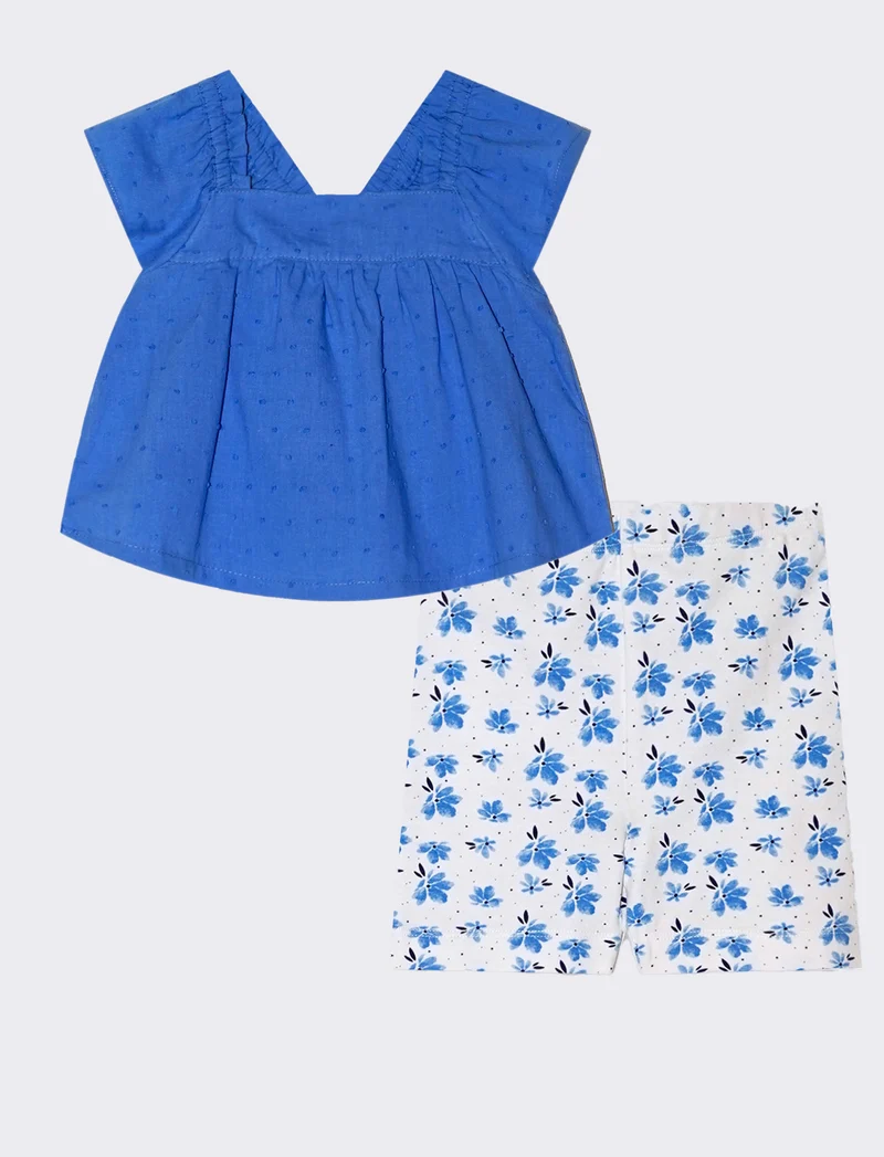 Completo canotta e shorts da neonata - Azzurro