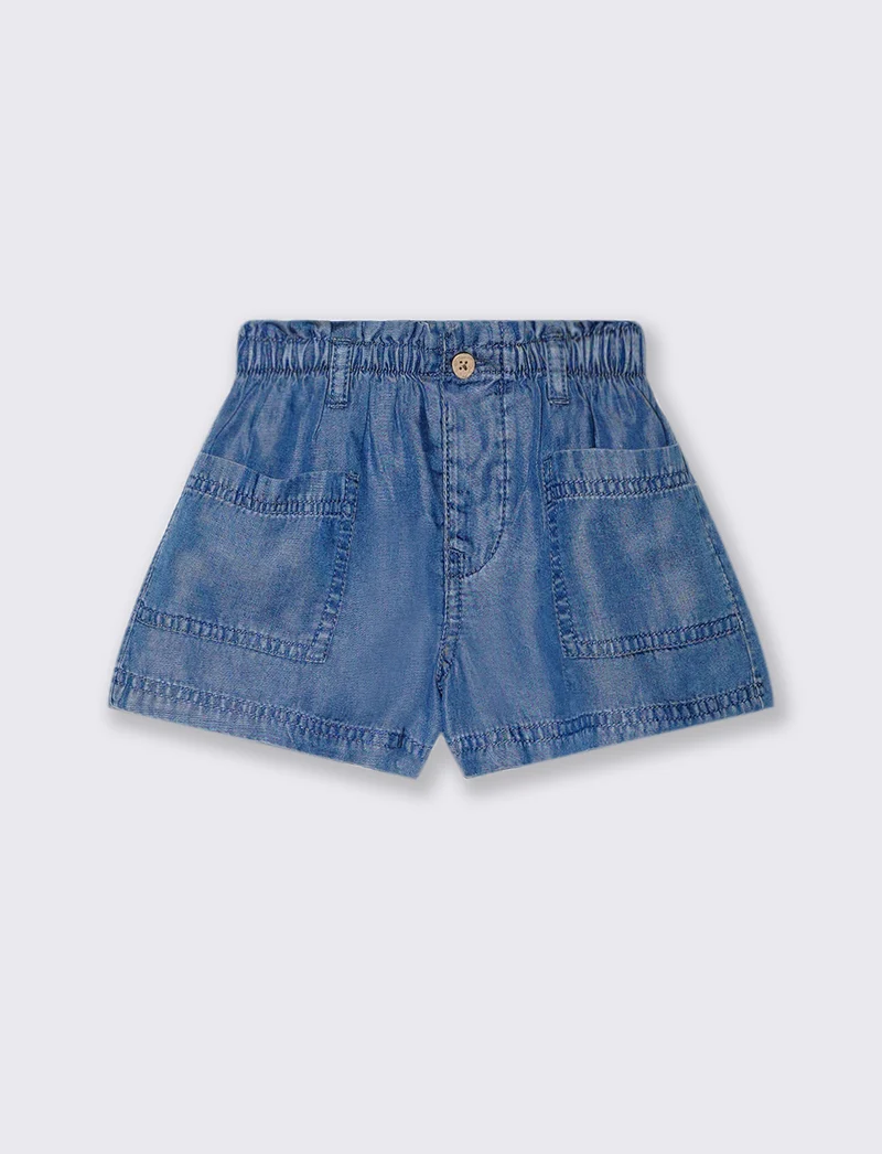 Shorts in tessuto chambray da neonata - Denim