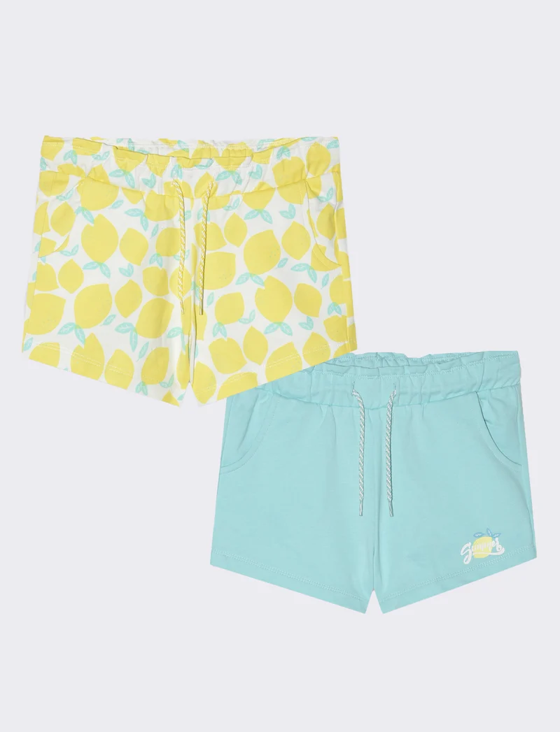 Short in felpa 2 pack da bambina - Verde acqua