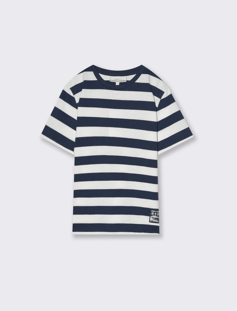 T-shirt rigata da bambino - Blu
