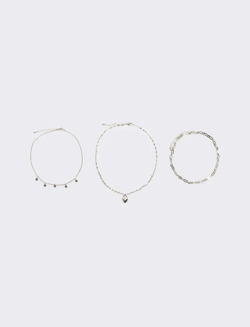 Collana donna 3 fili diversi - Argento