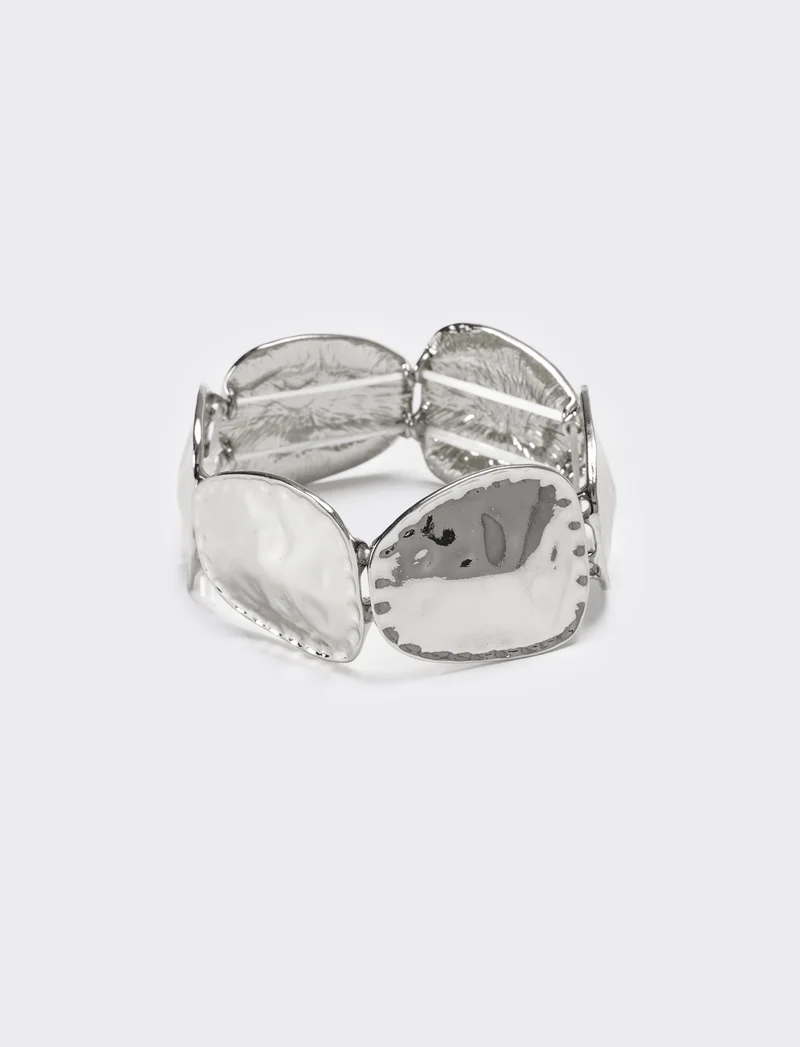 Bracciale donna martellato elastico - Argento