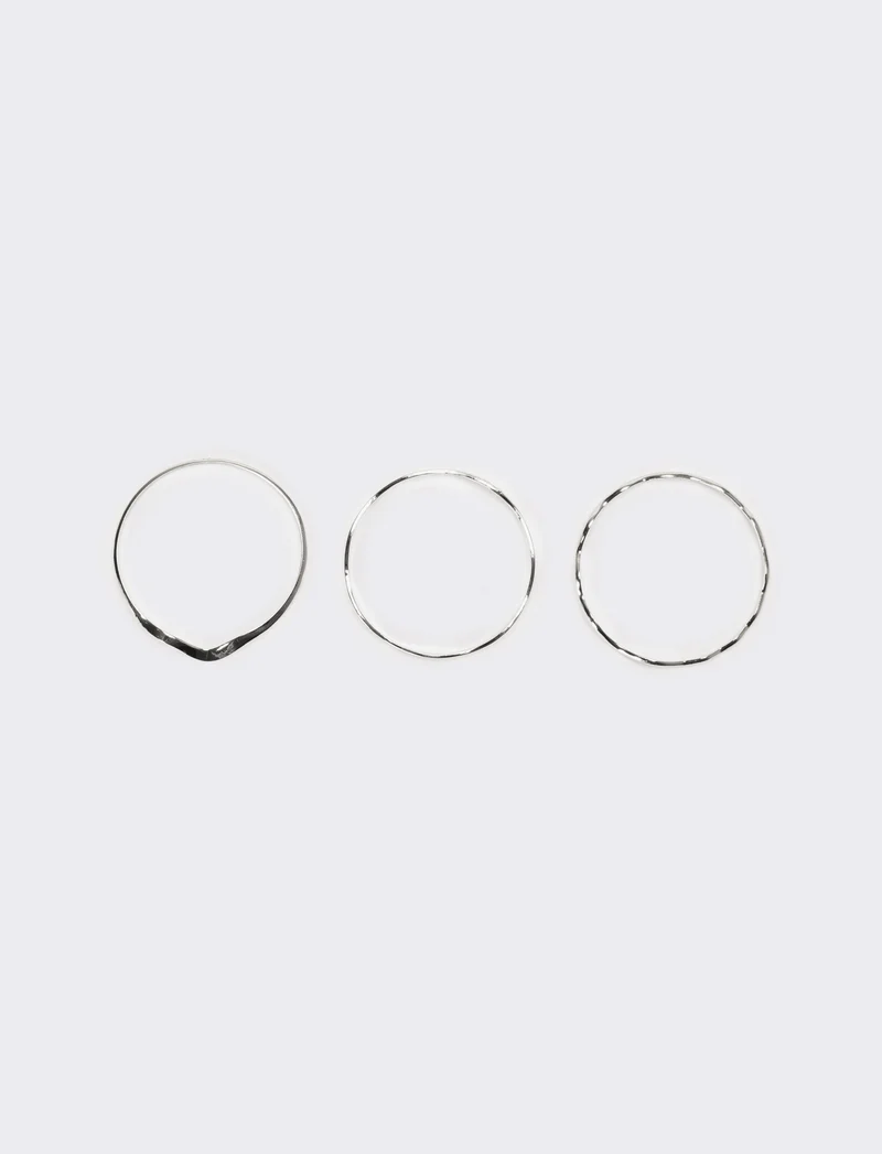 Bracciale donna 3 pezzi ondulati - Argento