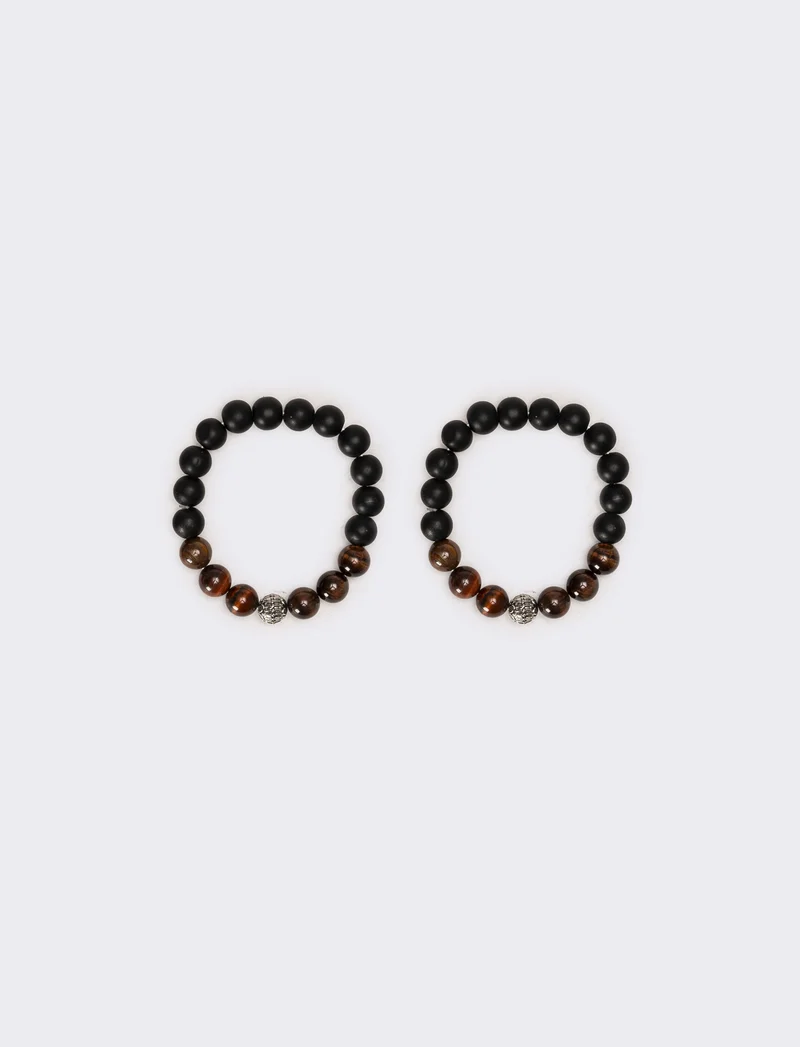 Due bracciali uomo vetro - Marrone