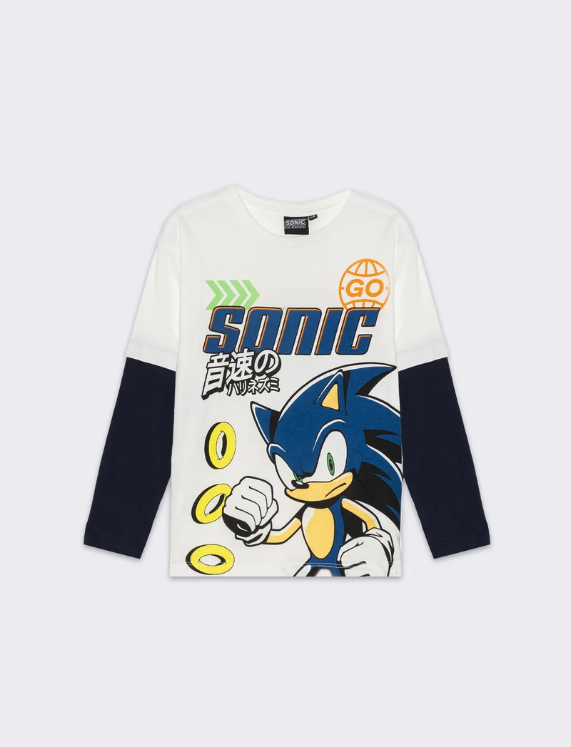 Maglietta con finta mezza manica da bambino - Bianco