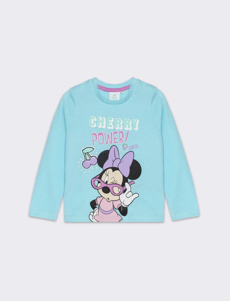 Maglietta Minnie con ciliegia da neonata - Verde acqua
