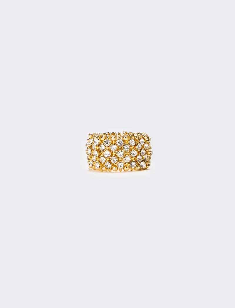 Anello con elastico e strass - Oro