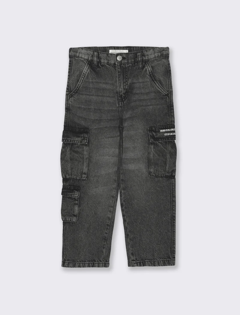 Cargo in denim da bambino - Nero