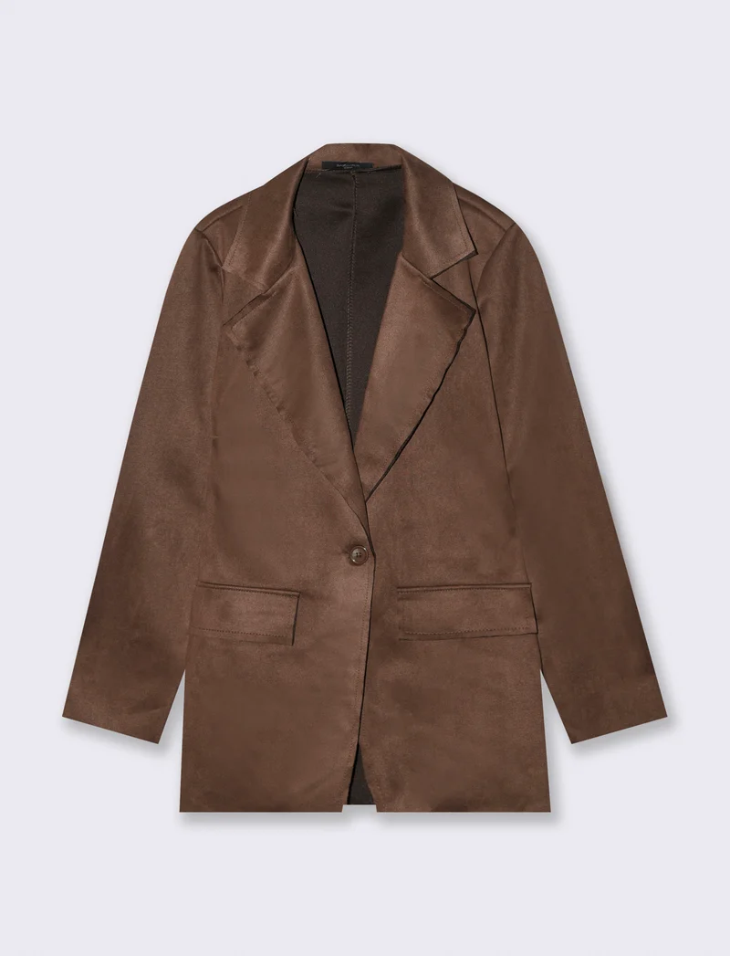 BLAZER IN TESSUTO EFFETTO DAINETTO - Moro