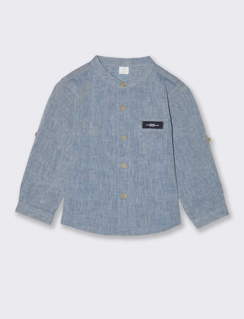 Camicia con maniche risvoltate da neonato - Blu