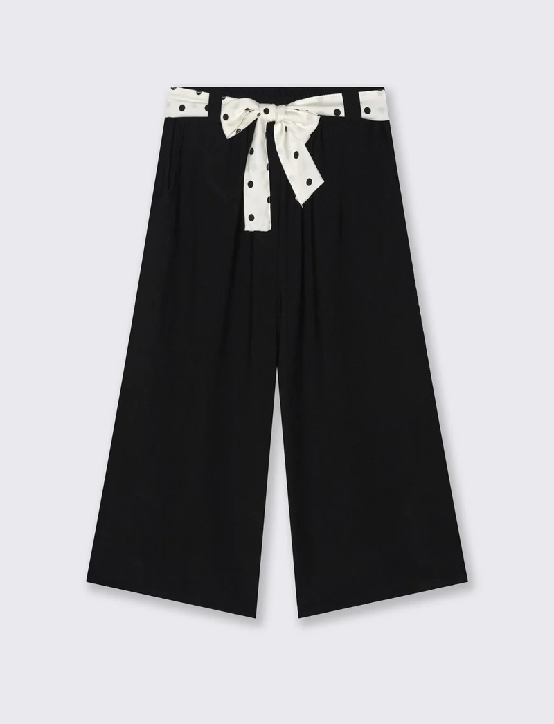 Pantalone largo con cintura stampata - Nero