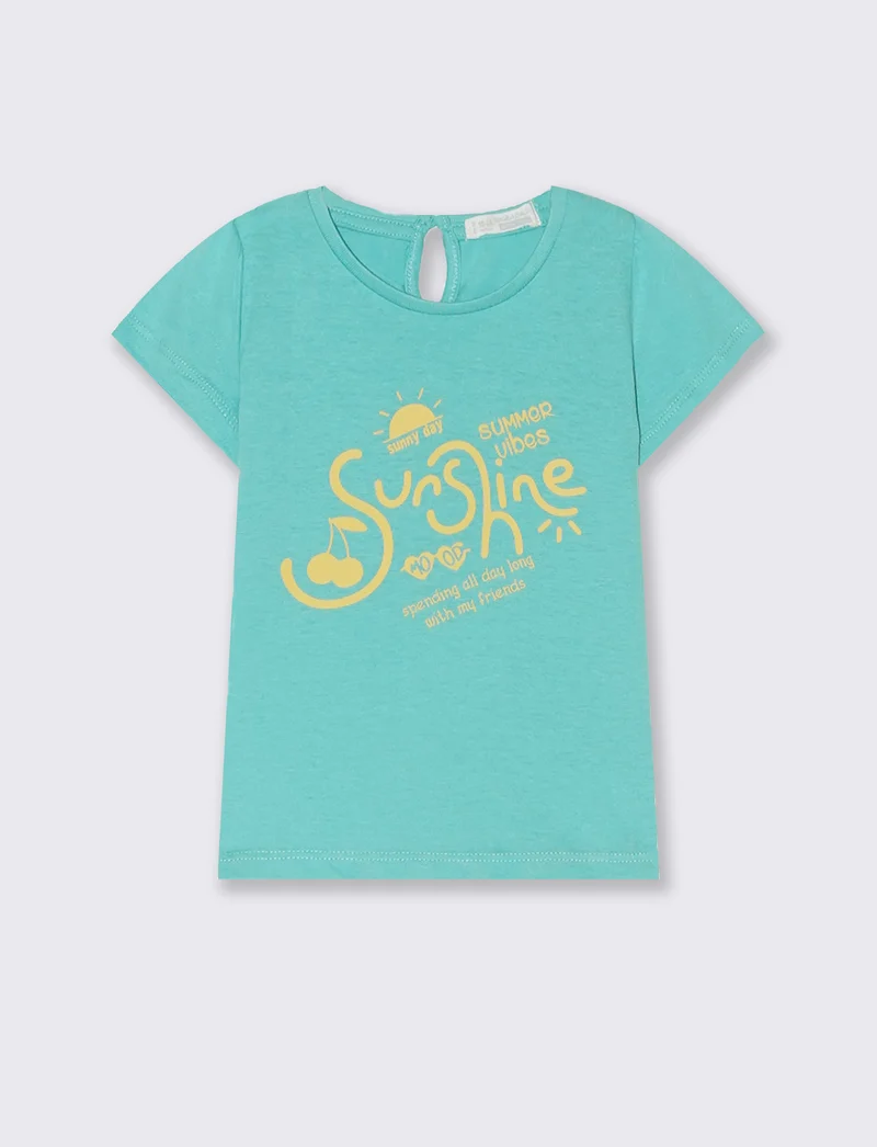 T-shirt basic manica corta da neonata - Verde acqua