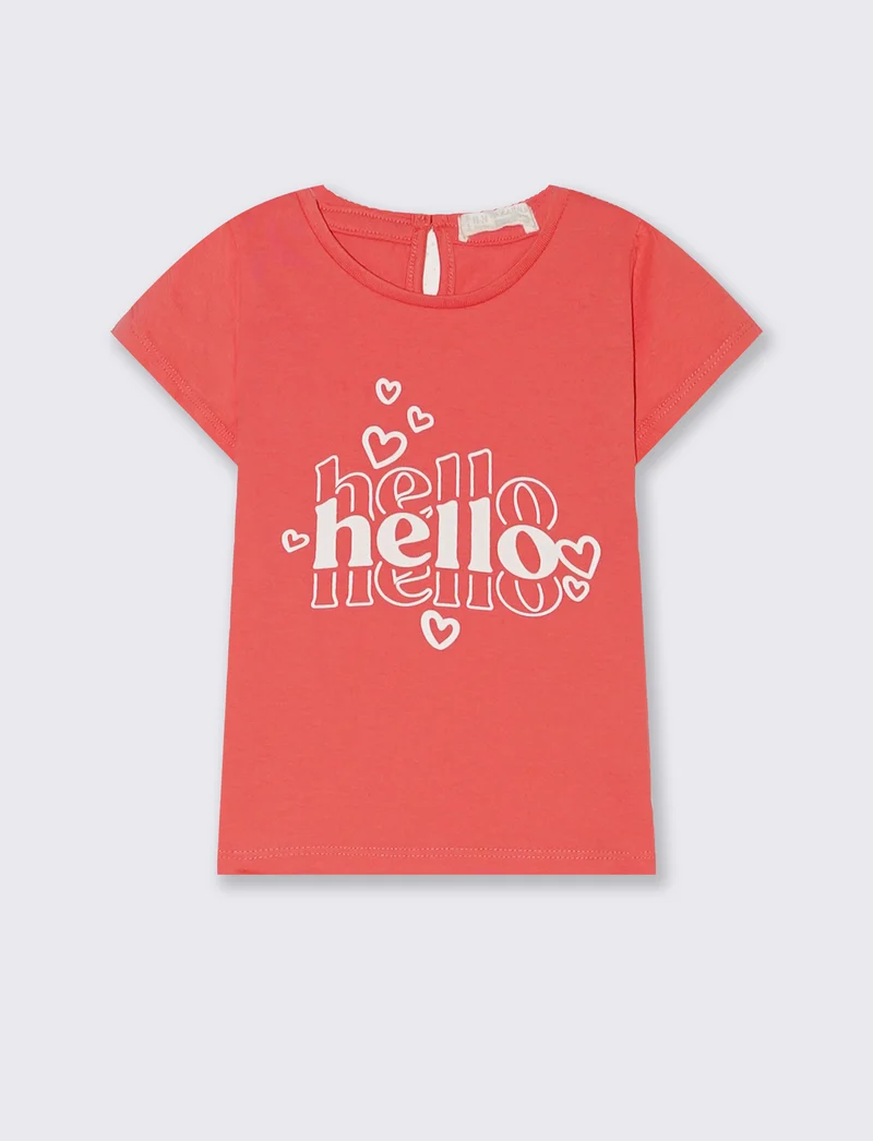 T-shirt basic manica corta da neonata - Corallo