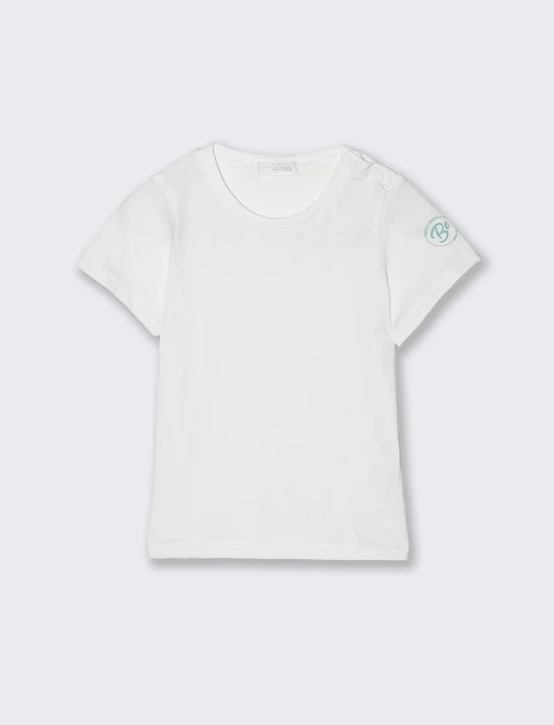 T-shirt basica mezza manica da neonato - Bianco
