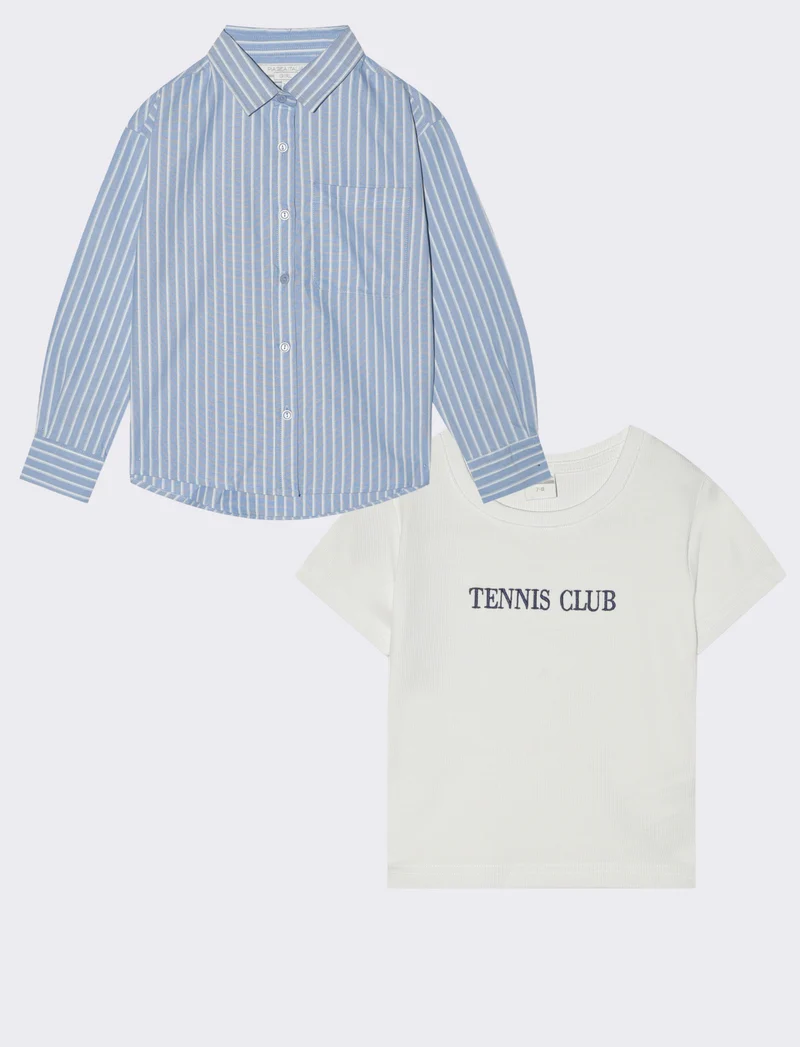 Set camicia e t-shirt slim cropped - Righe