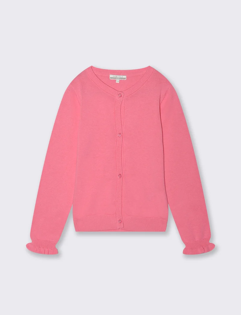 Cardigan girocollo in cotone per bambina - Rosa big bubble