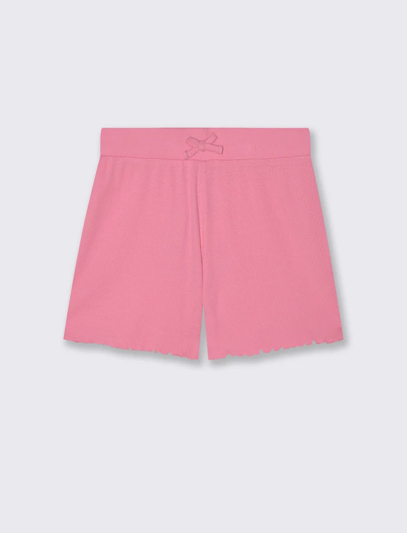 Short in costina elastica con fiocchetto - Rosa big bubble