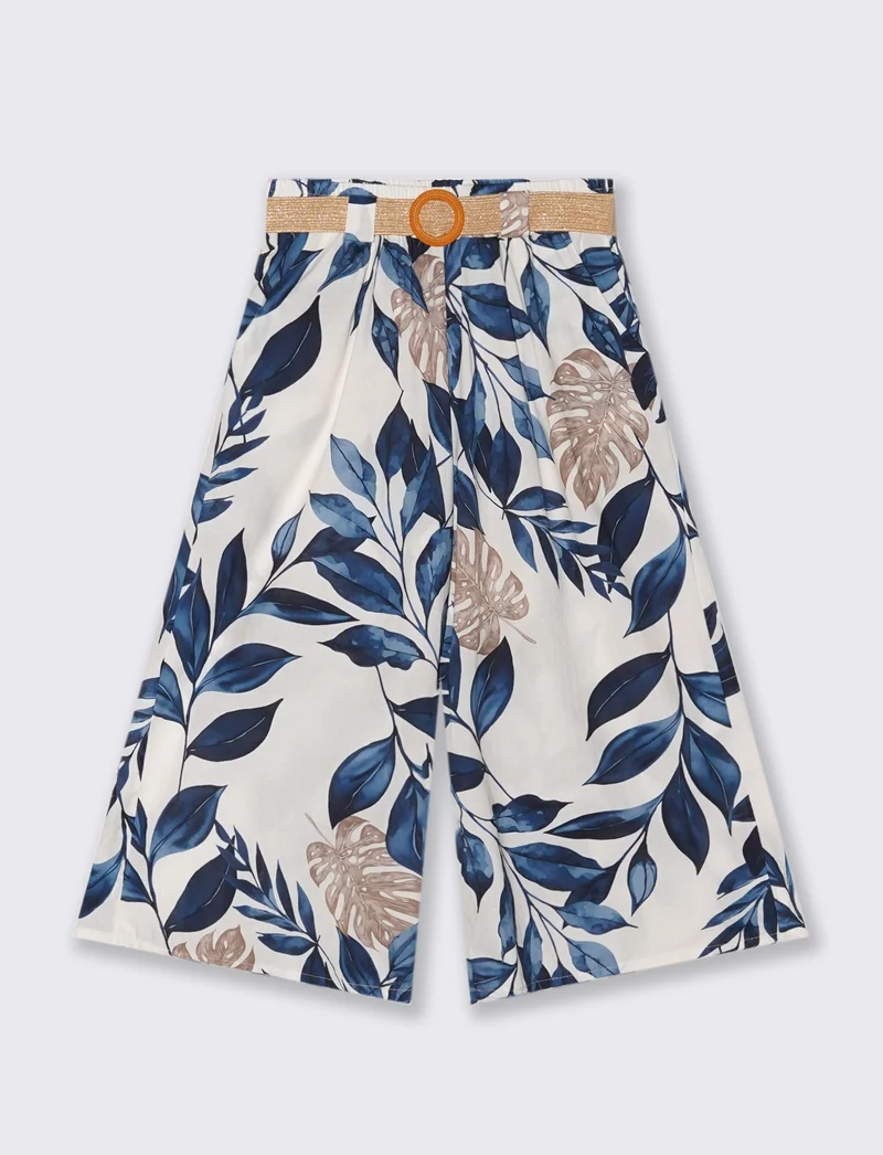 Pantalone in cotone stampato con cintura - Var 4