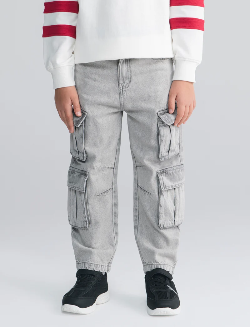 Jeans cargo in cotone per bimbi trendy - Denim