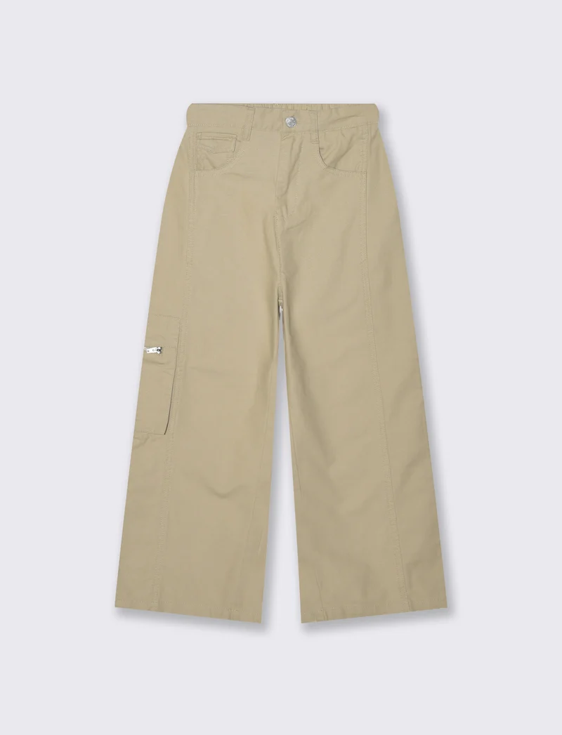 Pantalone ampio in cotone per bambina - Beige
