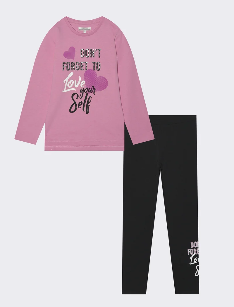 Set 2 pezzi bambina: t-shirt e legging - Rosa candy
