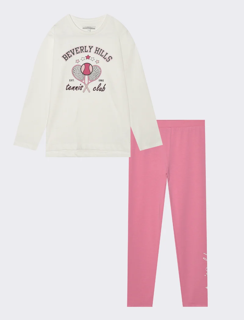 Set 2 pezzi bambina: t-shirt e legging - Rosa big bubble