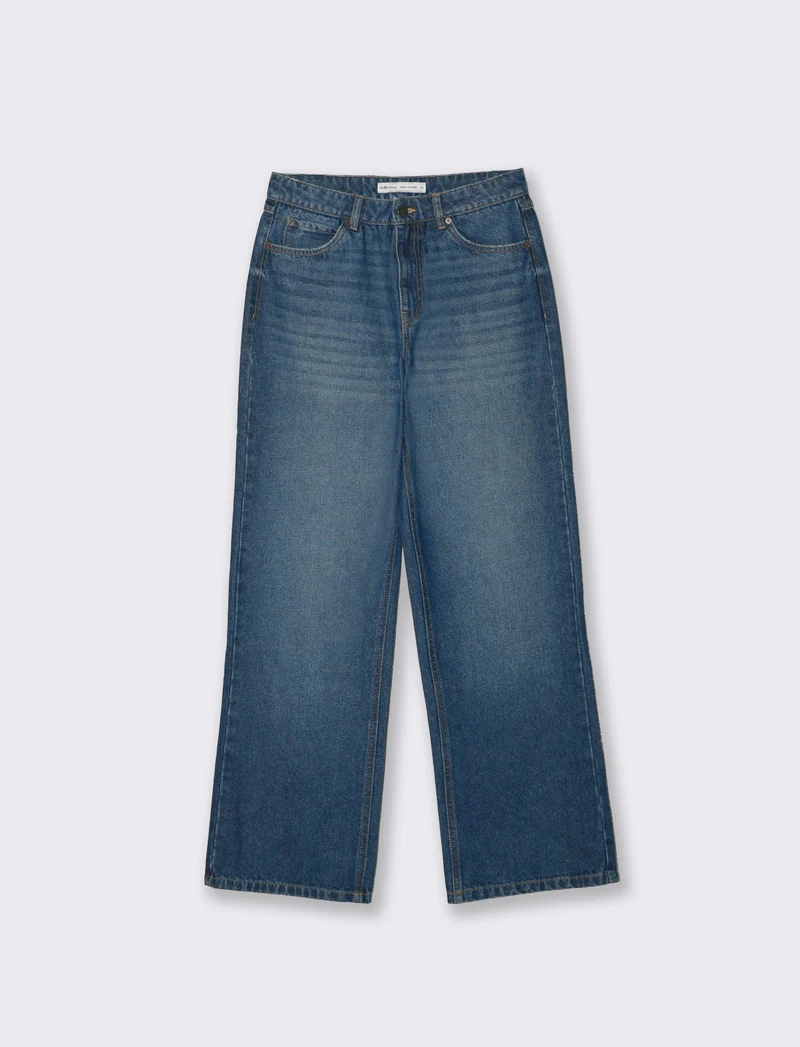 Jeans Vita Alta con Gamba Dritta - DENIM SCURO
