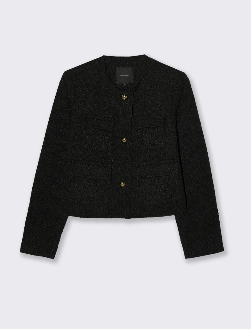 GIACCA CON BOTTONI METALLO COLOR ORO - Nero