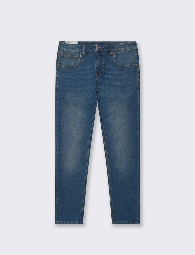 Jeans skinny fit blu scuro effetto slavato - DENIM SCURO