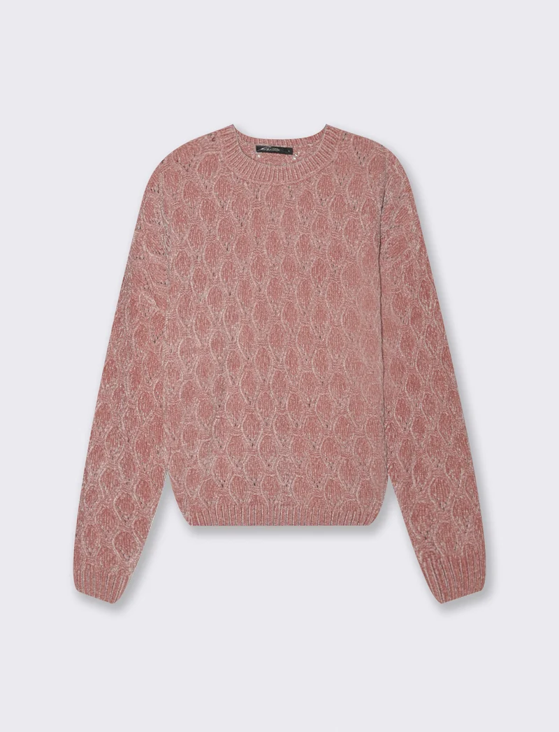 MAGLIA MANICA LUNGA CON INTARSI - Rosa antico
