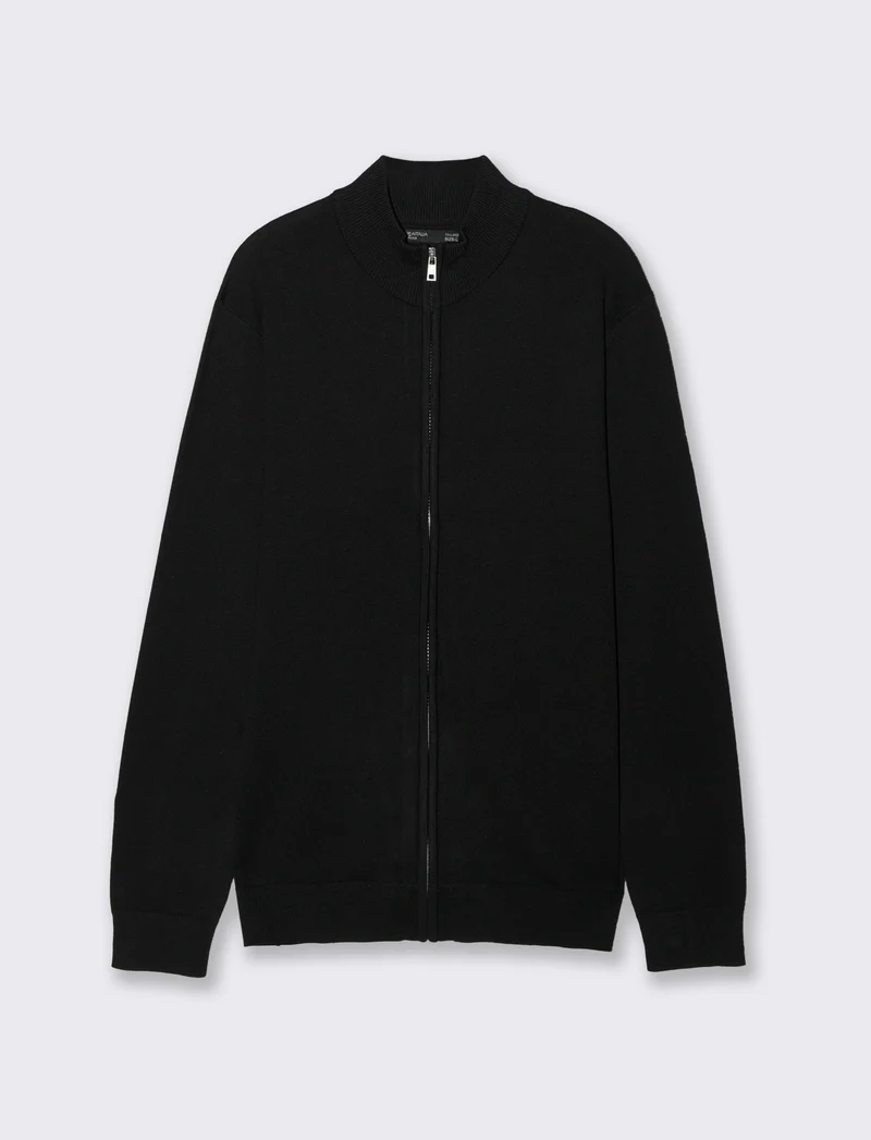 Maglia Cardigan Mezzo Collo Premium - Nero